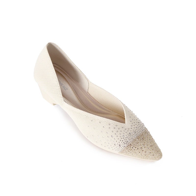 Princess Crystal Pointed Toe Wedge Pumps – Starfield Knit Commuter Heels