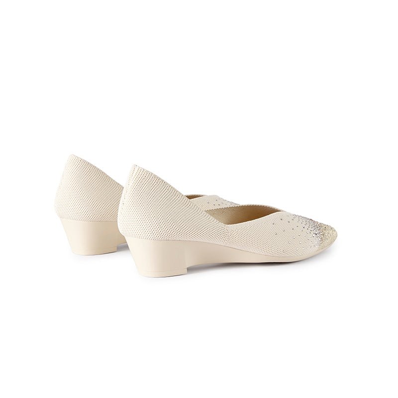Princess Crystal Pointed Toe Wedge Pumps – Starfield Knit Commuter Heels