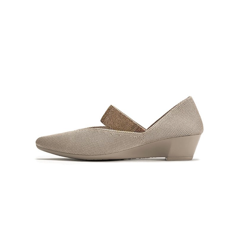 Princess Crystal Strap Mary Jane Wedges – Pointed Toe Knit Commuter Pumps