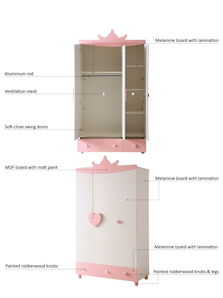 princess isabella pink wardrobe cabinet all 13