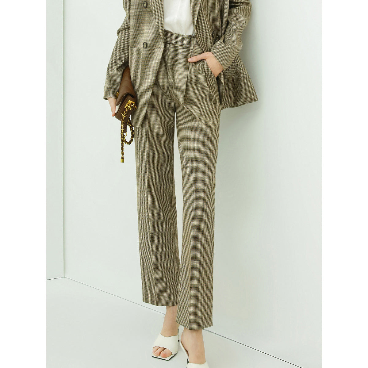 professional slim fit straight cut checkered ankle pants all check 1