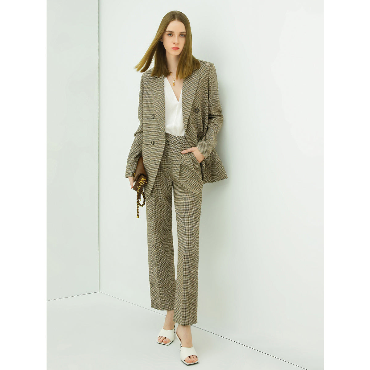 professional slim fit straight cut checkered ankle pants all check 2