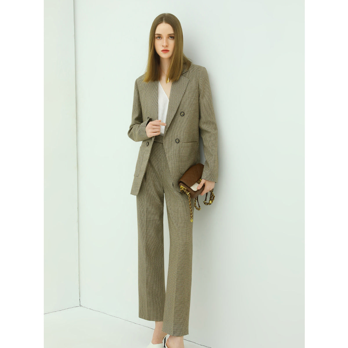 professional slim fit straight cut checkered ankle pants all check 3