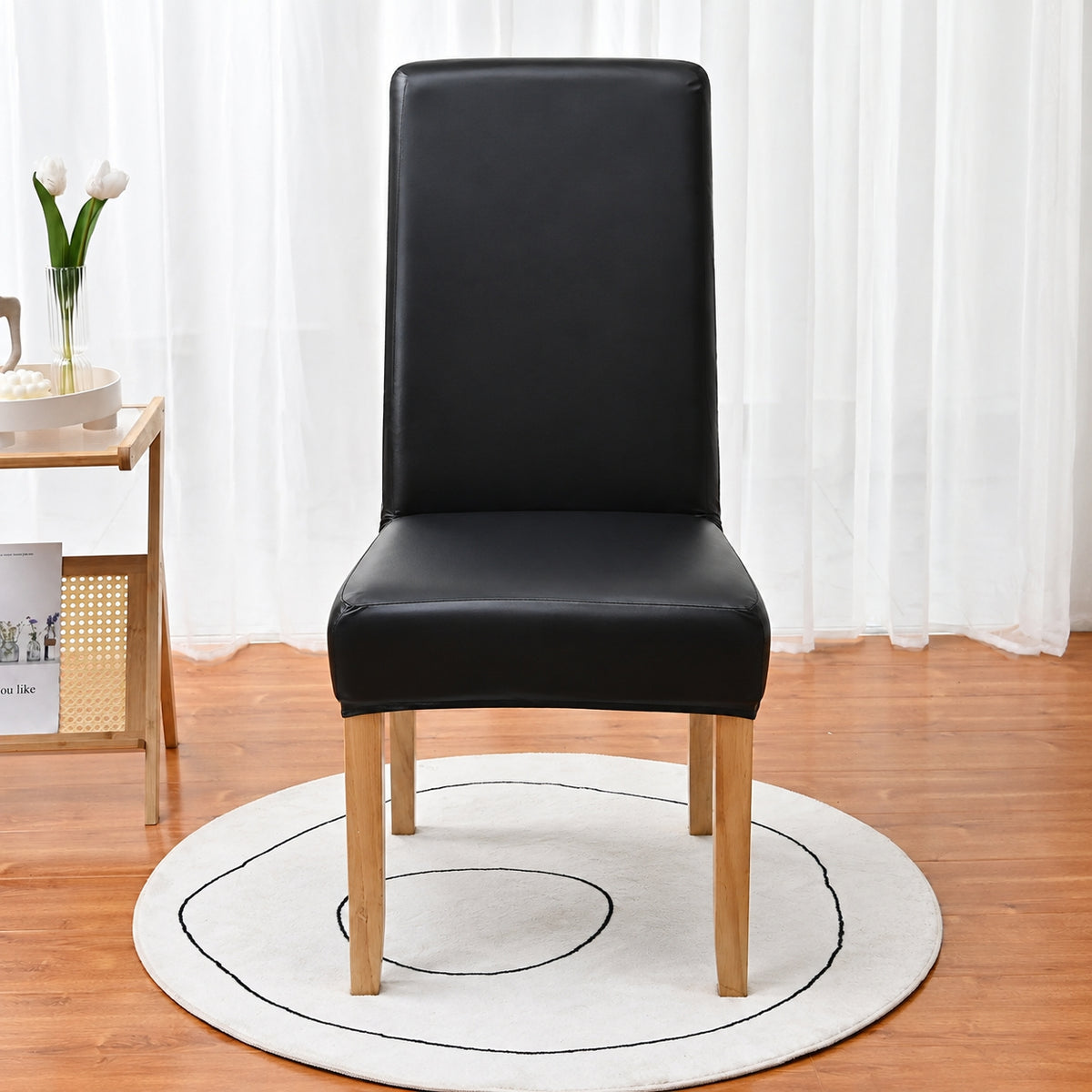 PU Waterproof Stretch Chair Cover with Buckle Straps – Non-Slip Armchair Protector