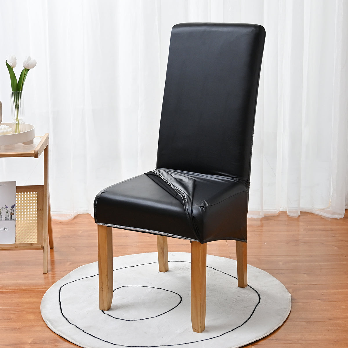 PU Waterproof Stretch Chair Cover with Buckle Straps – Non-Slip Armchair Protector