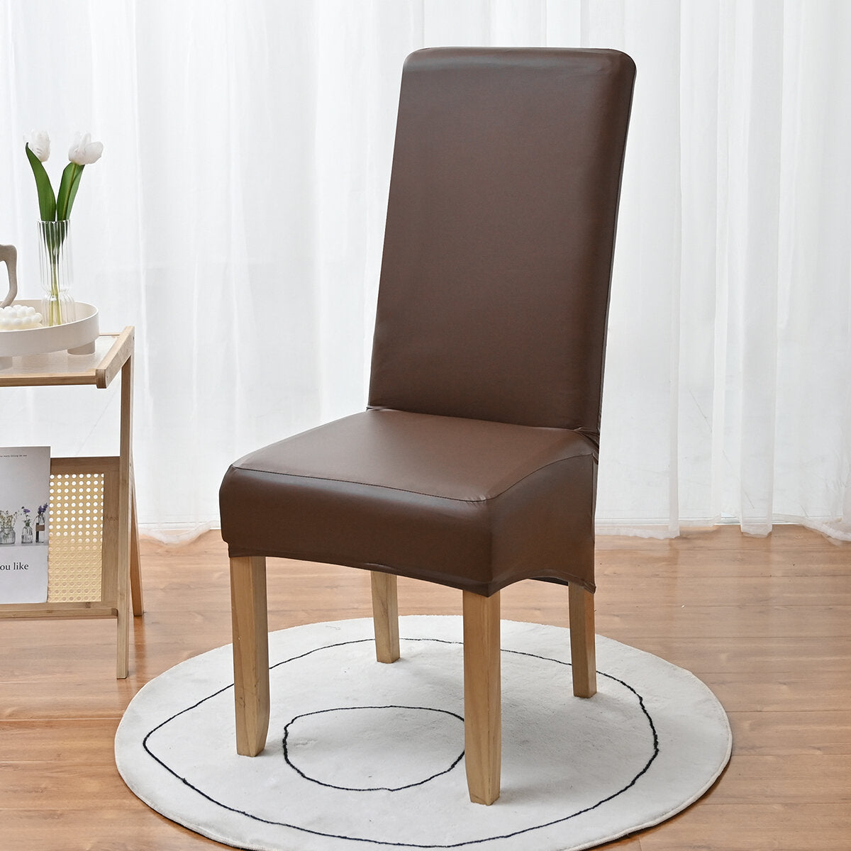 PU Waterproof Stretch Chair Cover with Buckle Straps – Non-Slip Armchair Protector