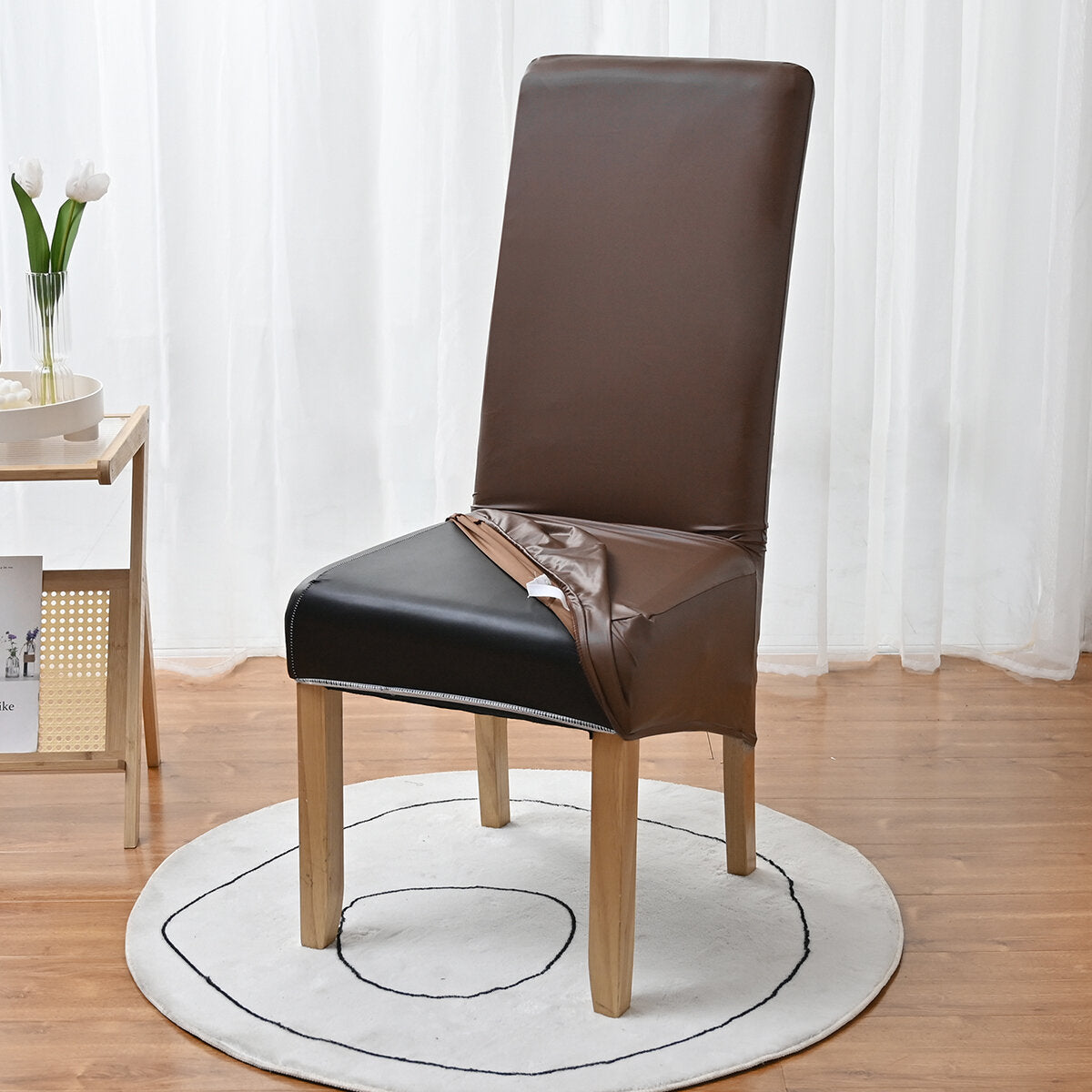 PU Waterproof Stretch Chair Cover with Buckle Straps – Non-Slip Armchair Protector