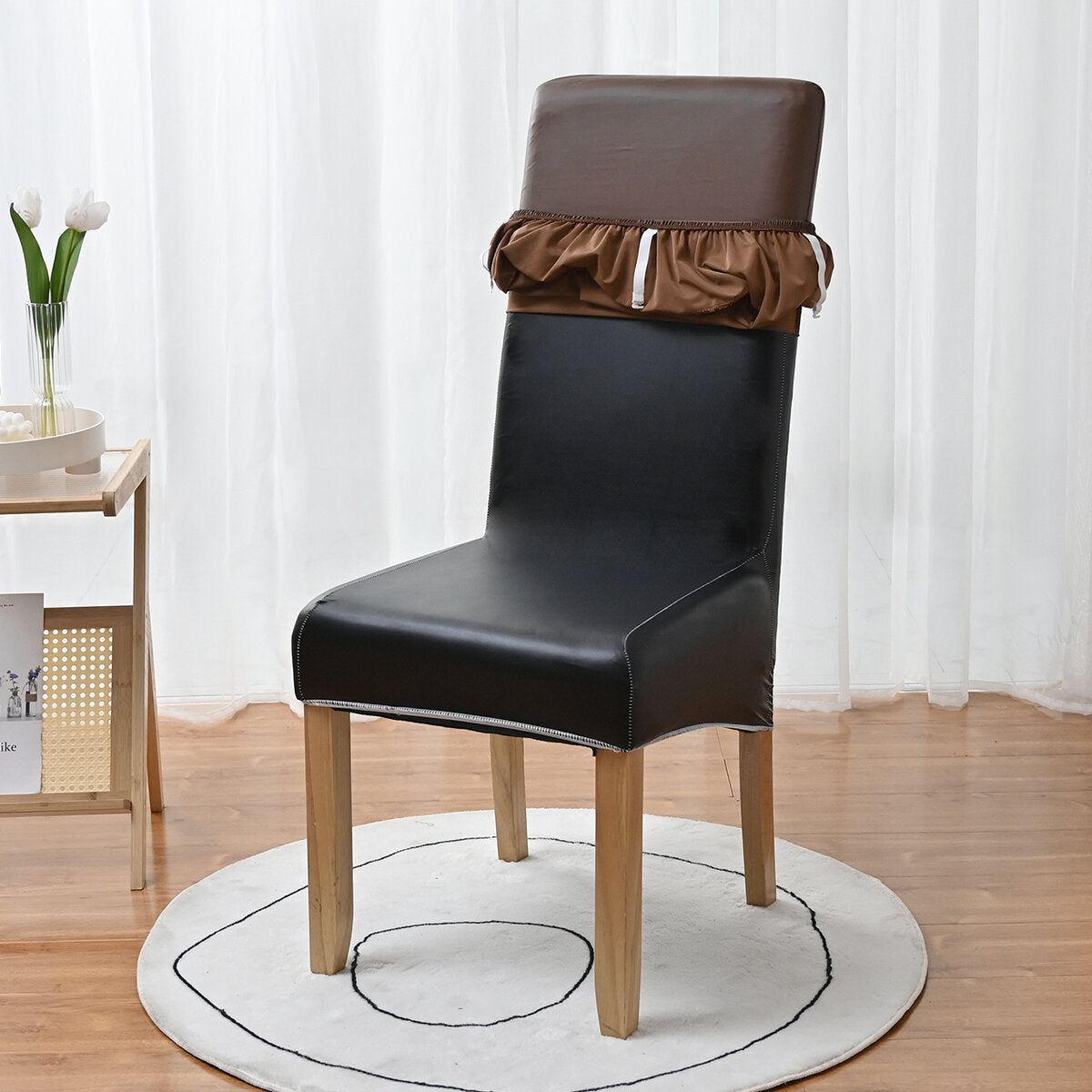 PU Waterproof Stretch Chair Cover with Buckle Straps – Non-Slip Armchair Protector