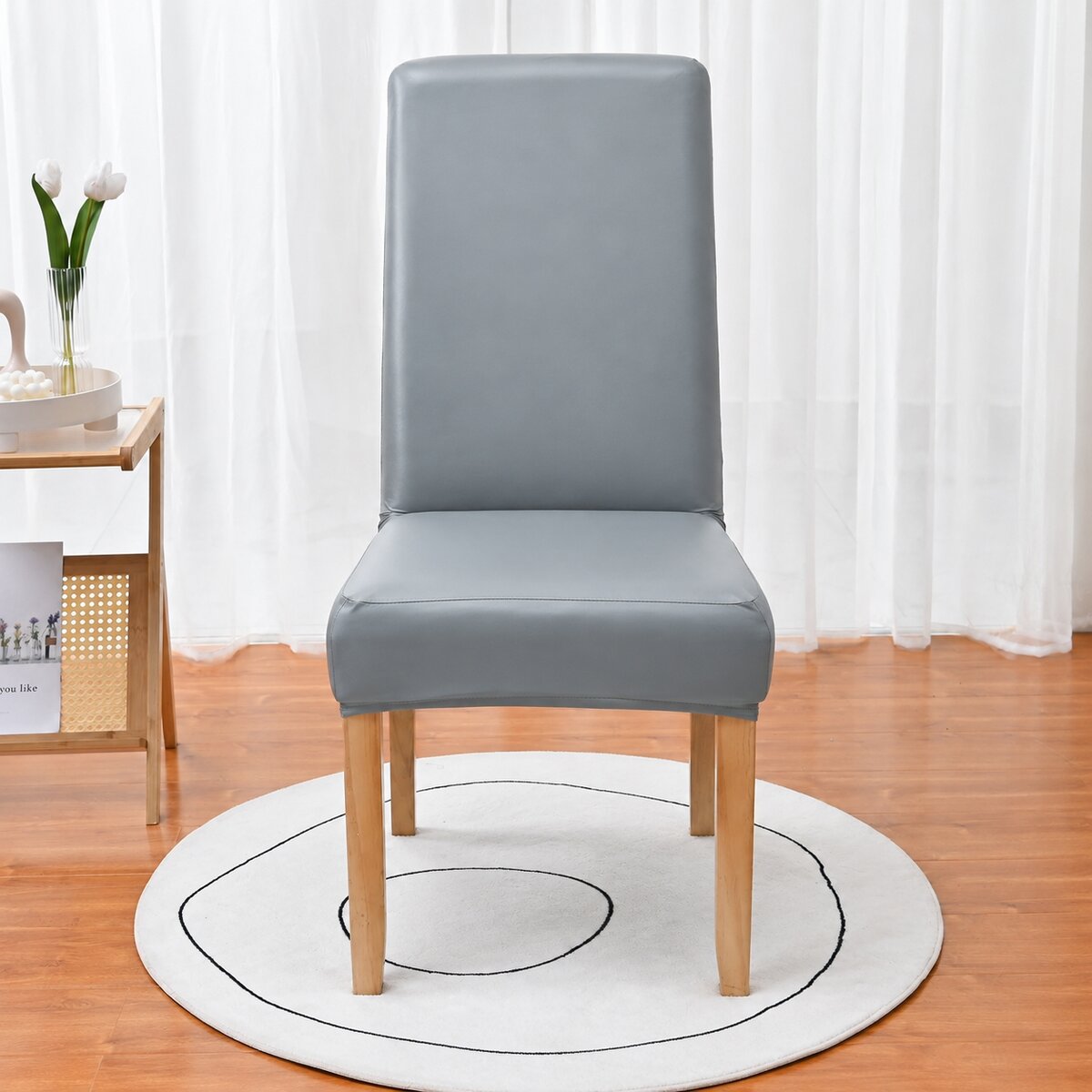 PU Waterproof Stretch Chair Cover with Buckle Straps – Non-Slip Armchair Protector