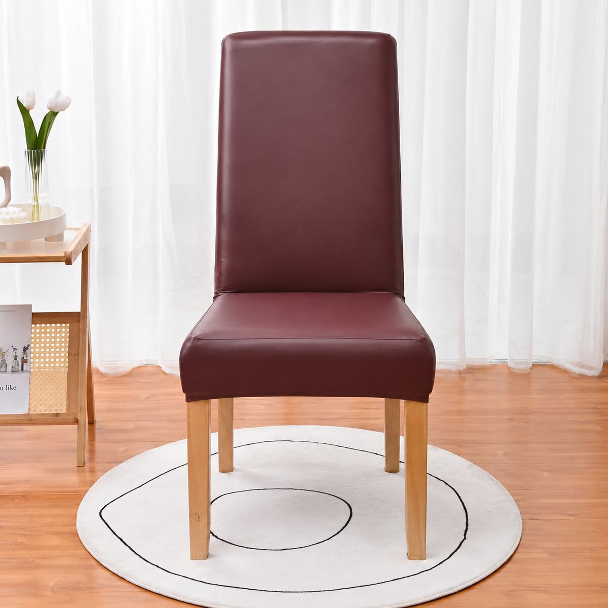 PU Waterproof Stretch Chair Cover with Buckle Straps – Non-Slip Armchair Protector