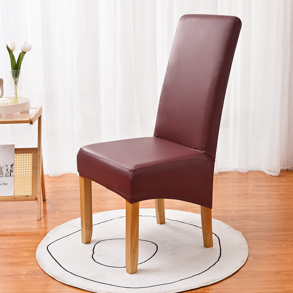 PU Waterproof Stretch Chair Cover with Buckle Straps – Non-Slip Armchair Protector