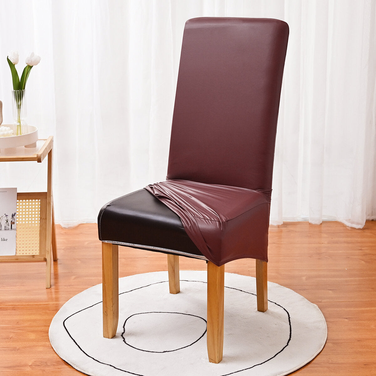PU Waterproof Stretch Chair Cover with Buckle Straps – Non-Slip Armchair Protector