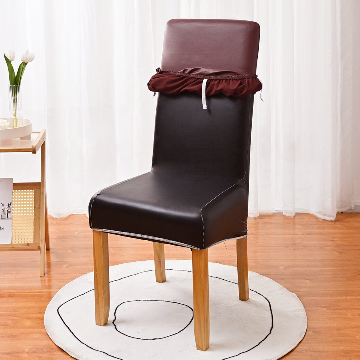 PU Waterproof Stretch Chair Cover with Buckle Straps – Non-Slip Armchair Protector