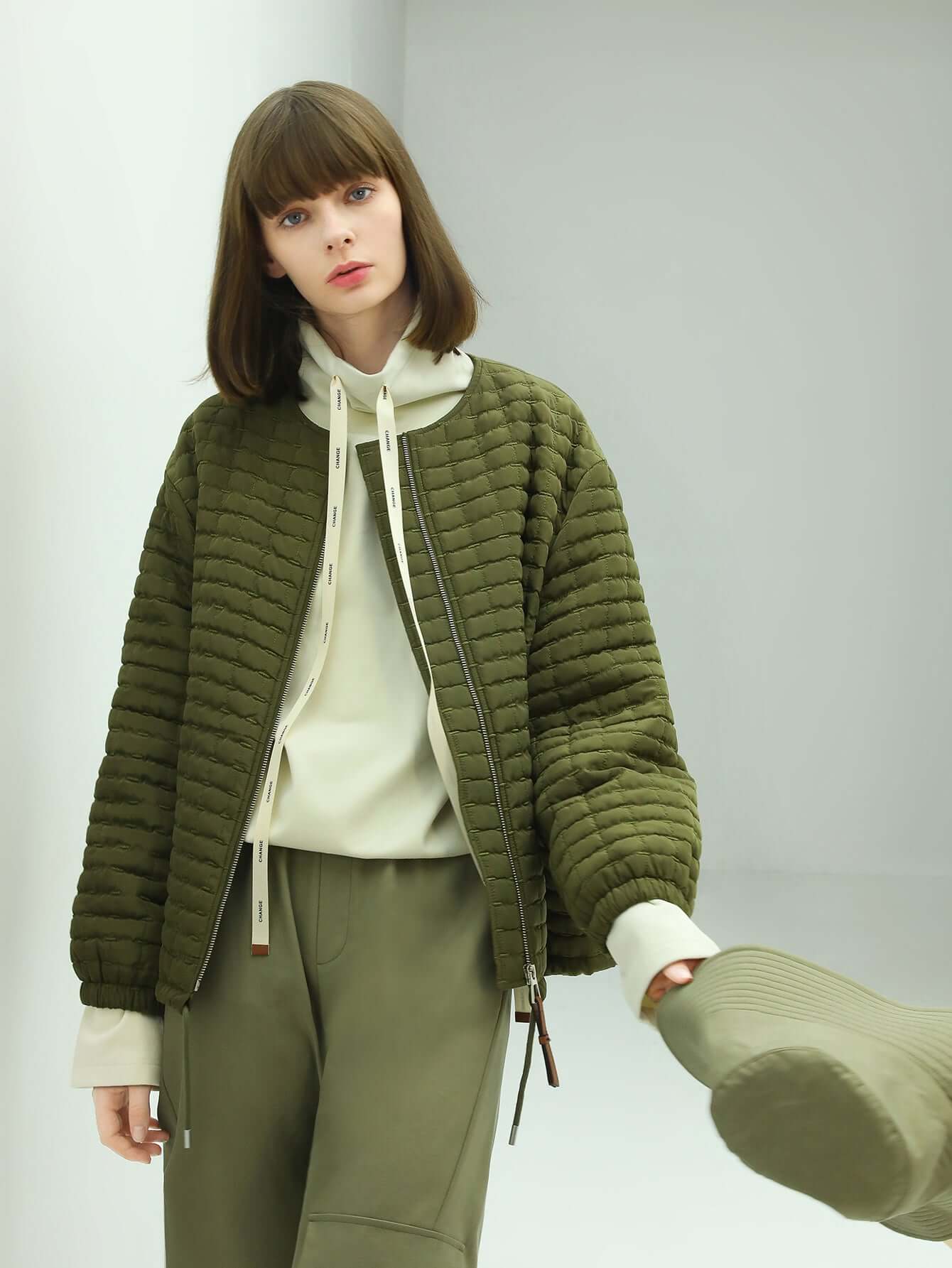 puffer quilted lightweight jacket all green 1