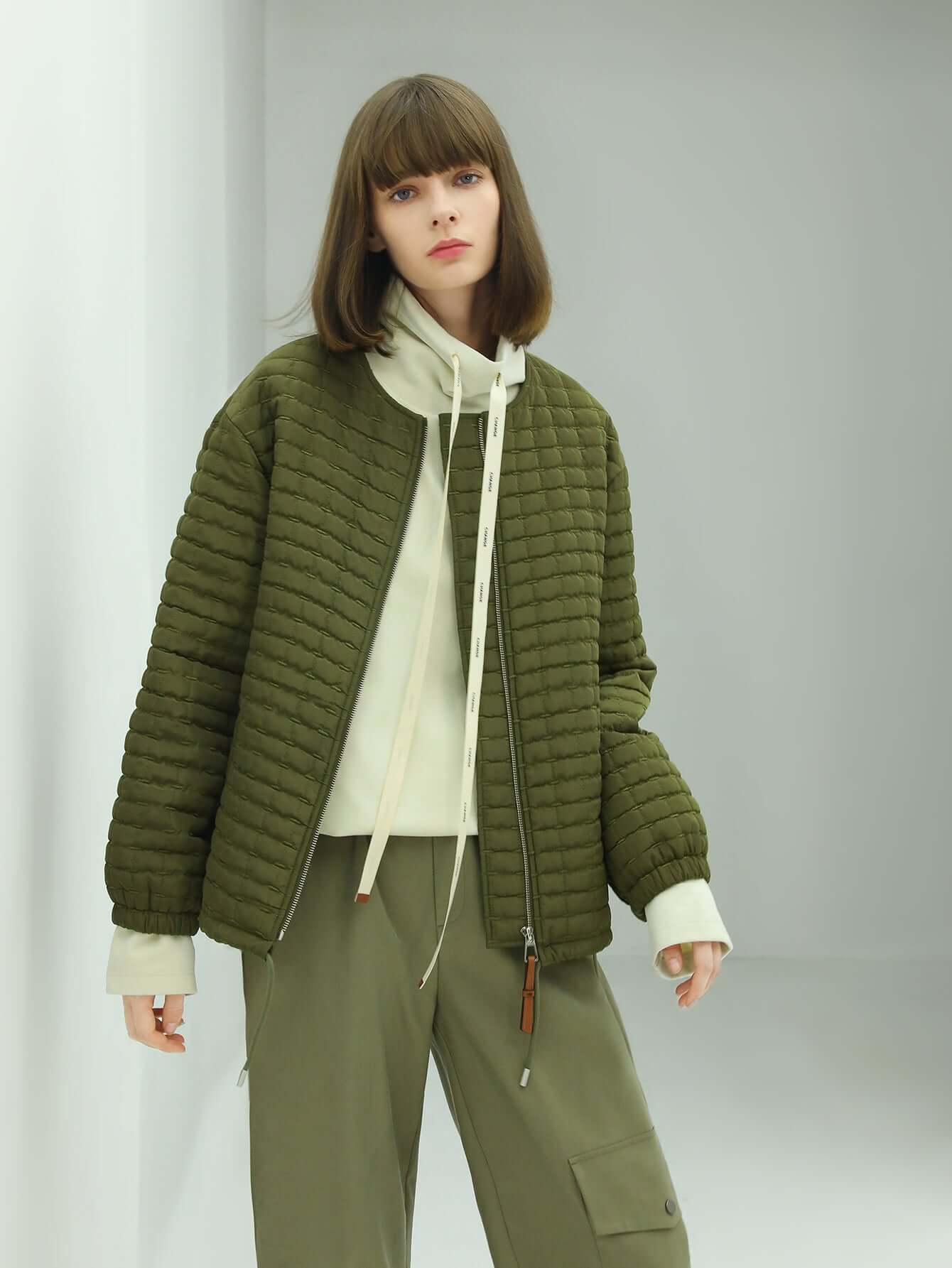 puffer quilted lightweight jacket all green 2