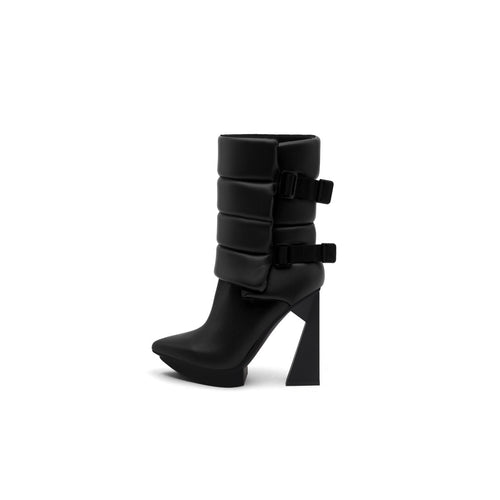 puffy leather platform boots all black 1