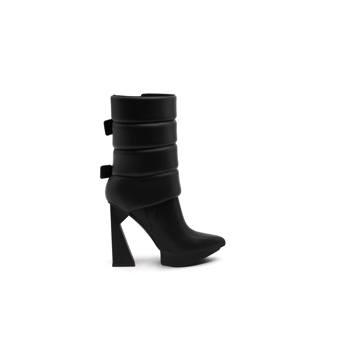 puffy leather platform boots all black 3