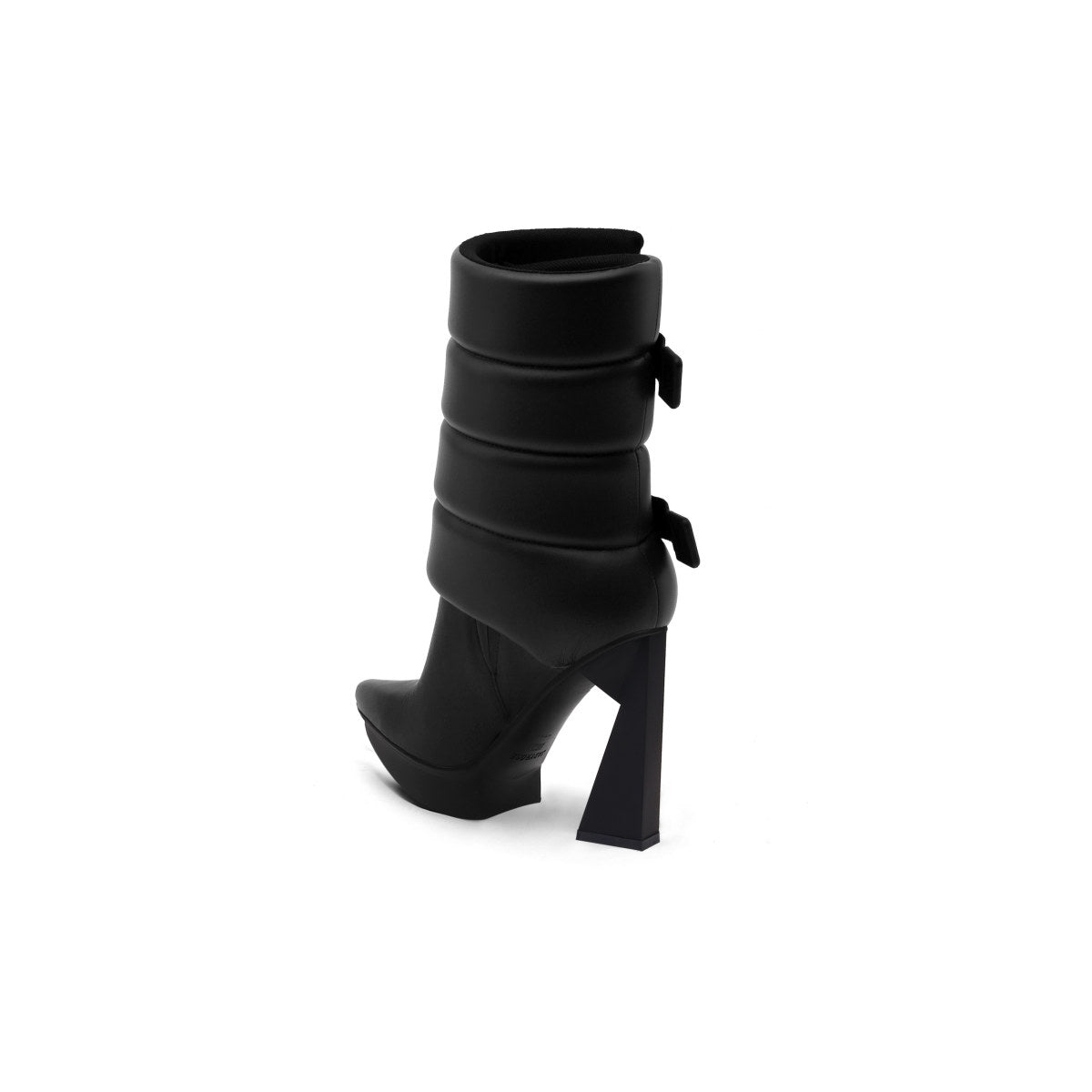 puffy leather platform boots all black 4