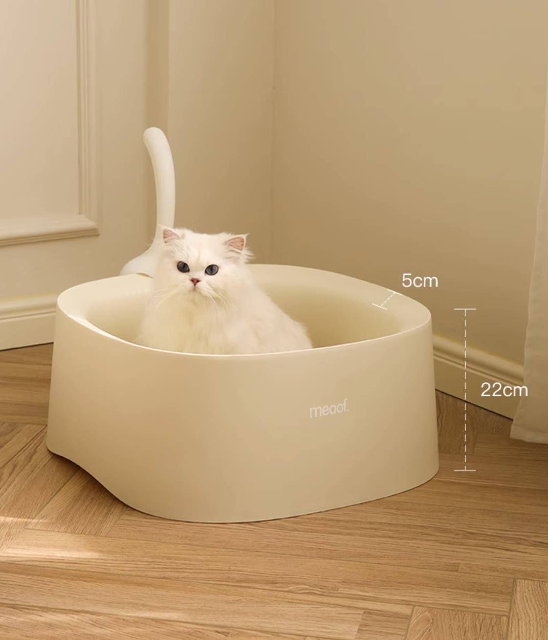 purring cat litter tray with scoop cream 2