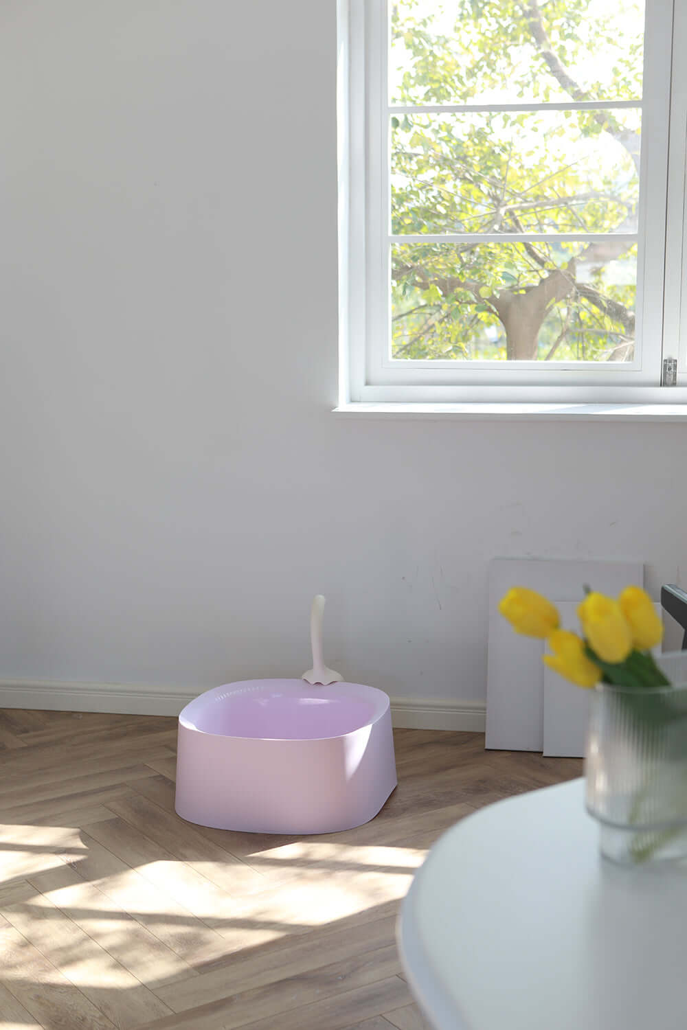 purring cat litter tray with scoop lavender 1