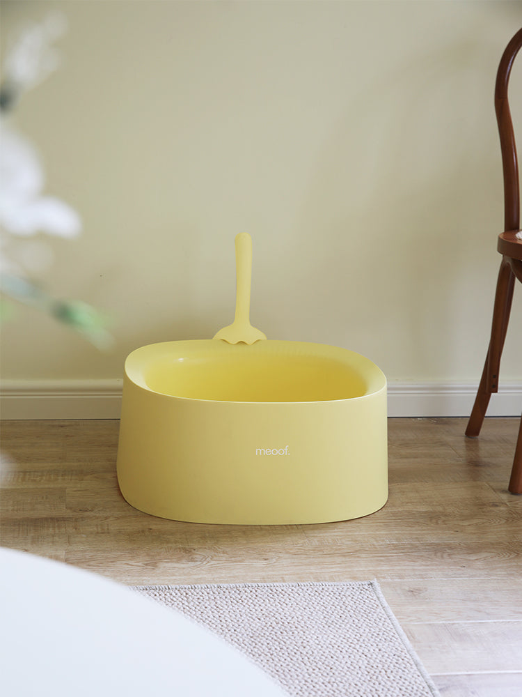 purring cat litter tray with scoop yellow 3