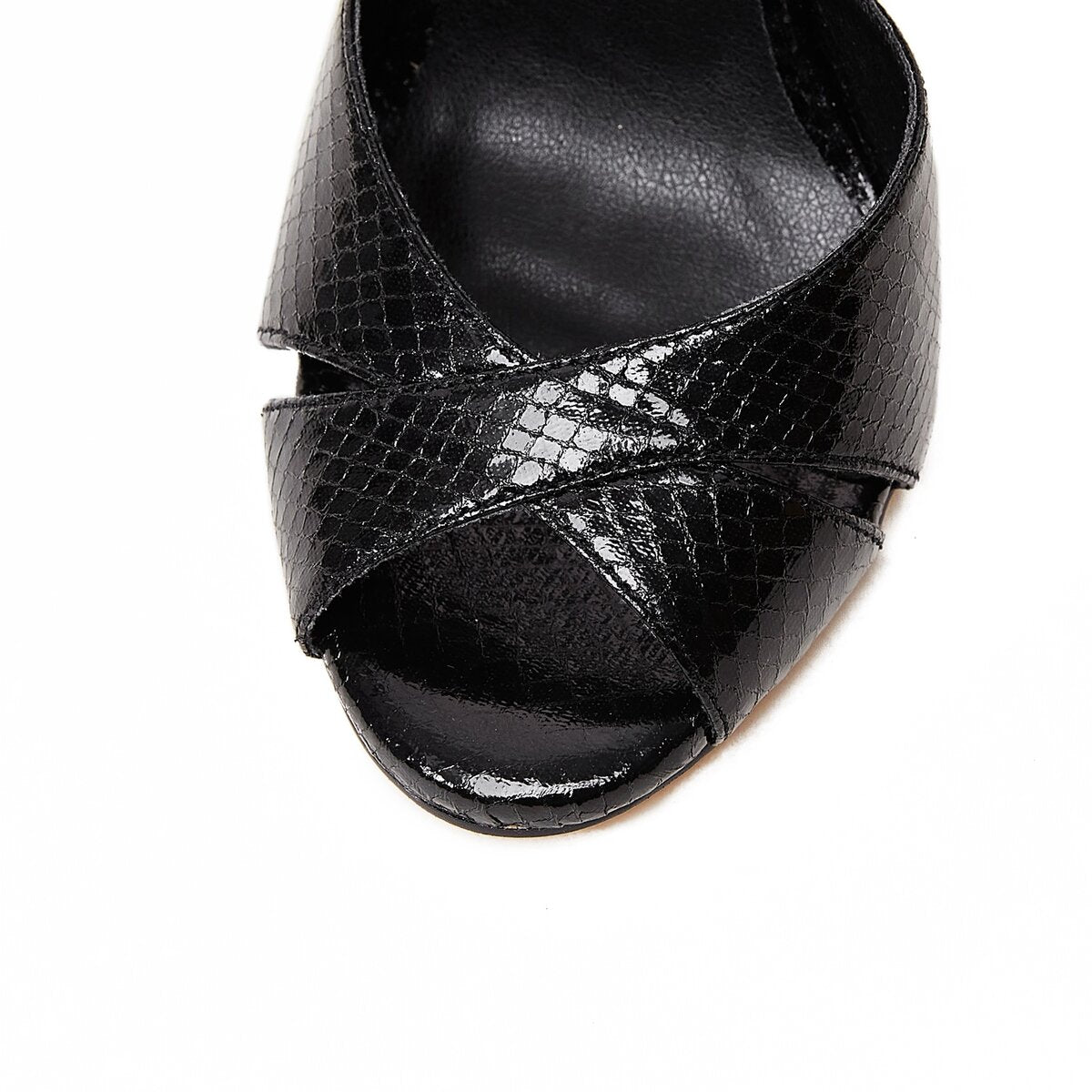 Python Print Leather Stiletto Sandals with Tassel Ankle Ties