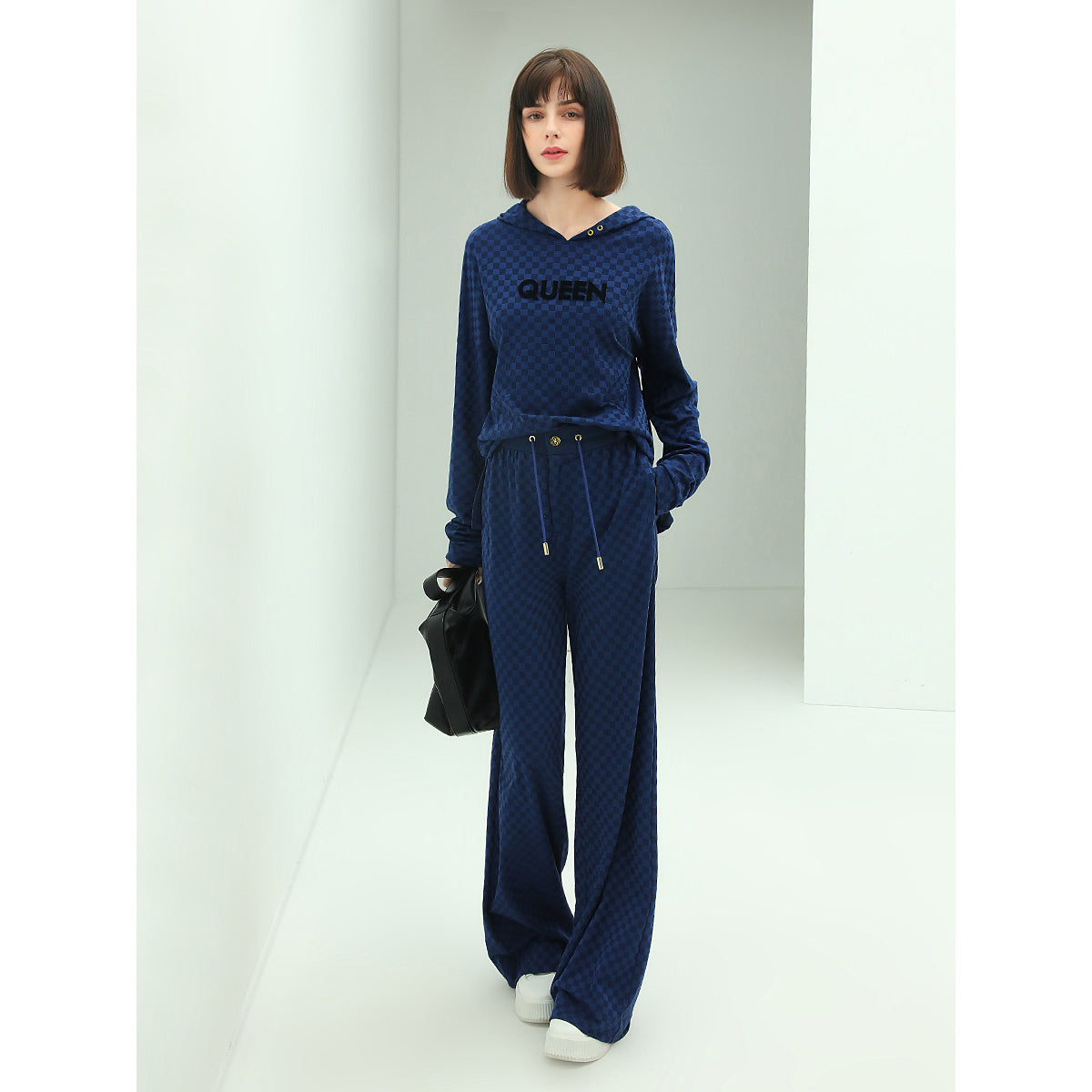 queen diamond embroidered blue hooded sweater all blue 2