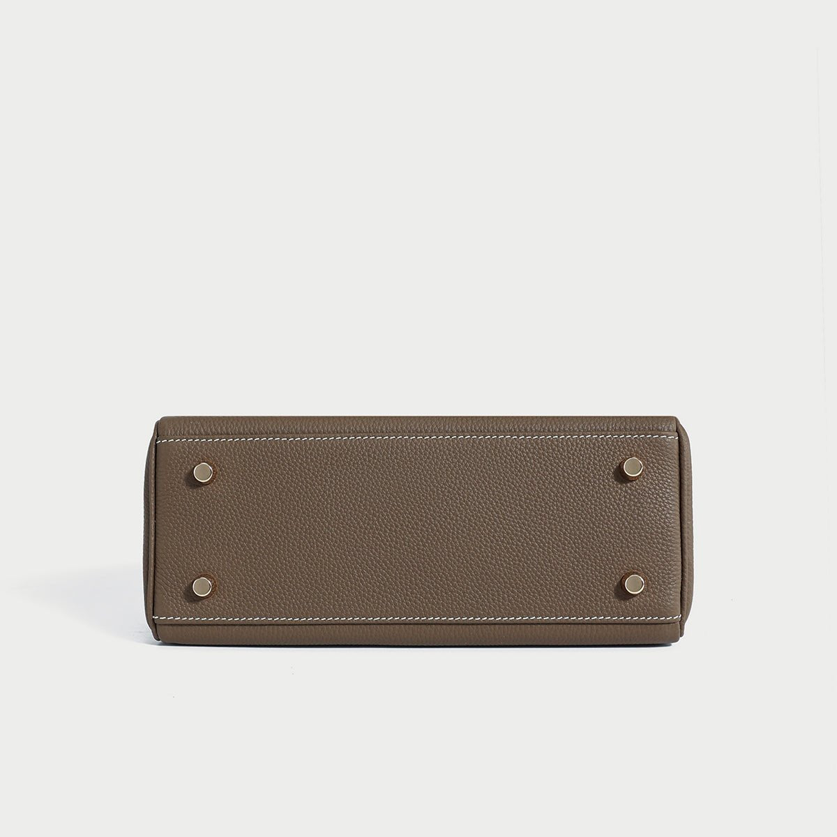 Queens Mini Top Handle Palm-Grain Calfskin Bag – Structured Leather Satchel with Turn-Lock Closure