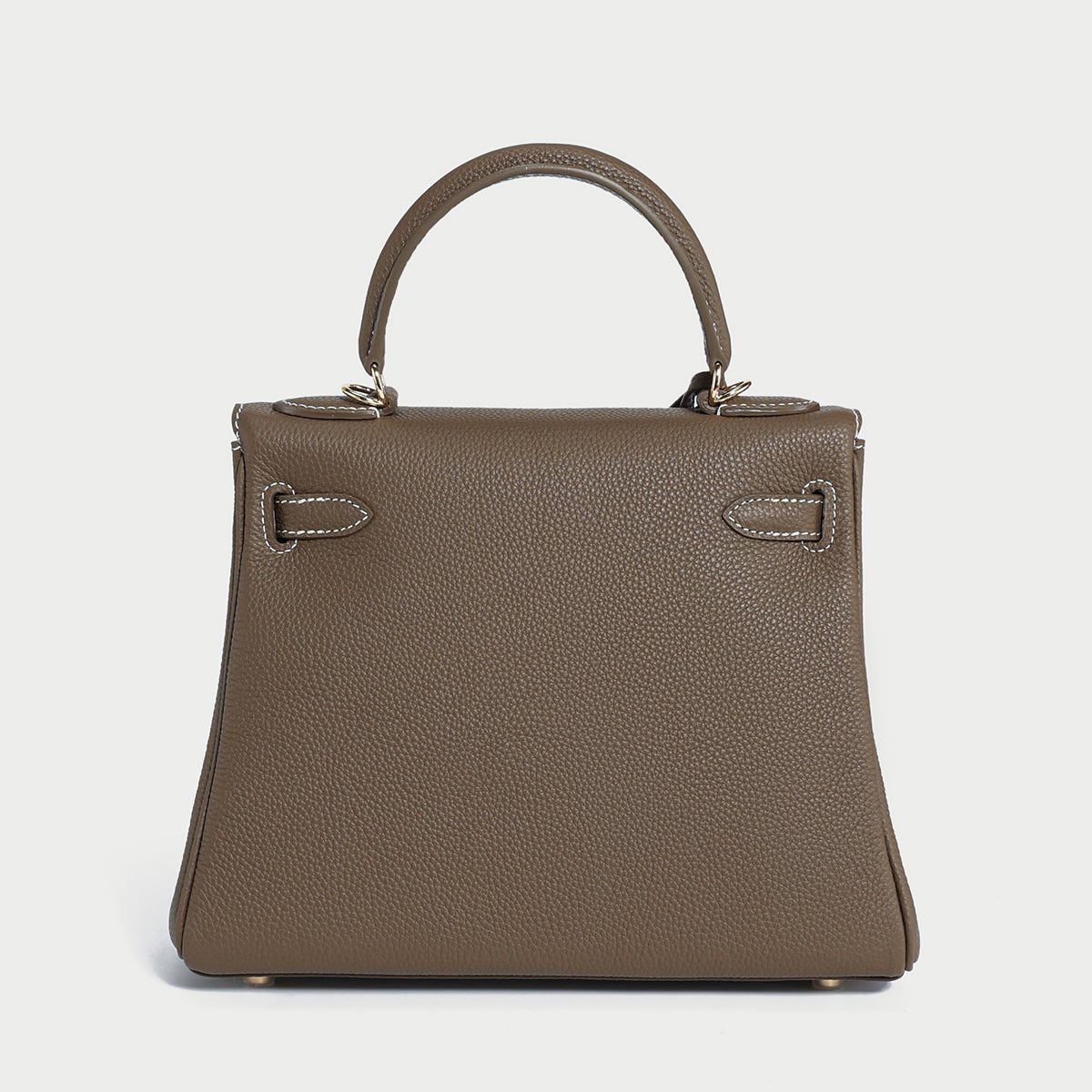 Queens Mini Top Handle Palm-Grain Calfskin Bag – Structured Leather Satchel with Turn-Lock Closure