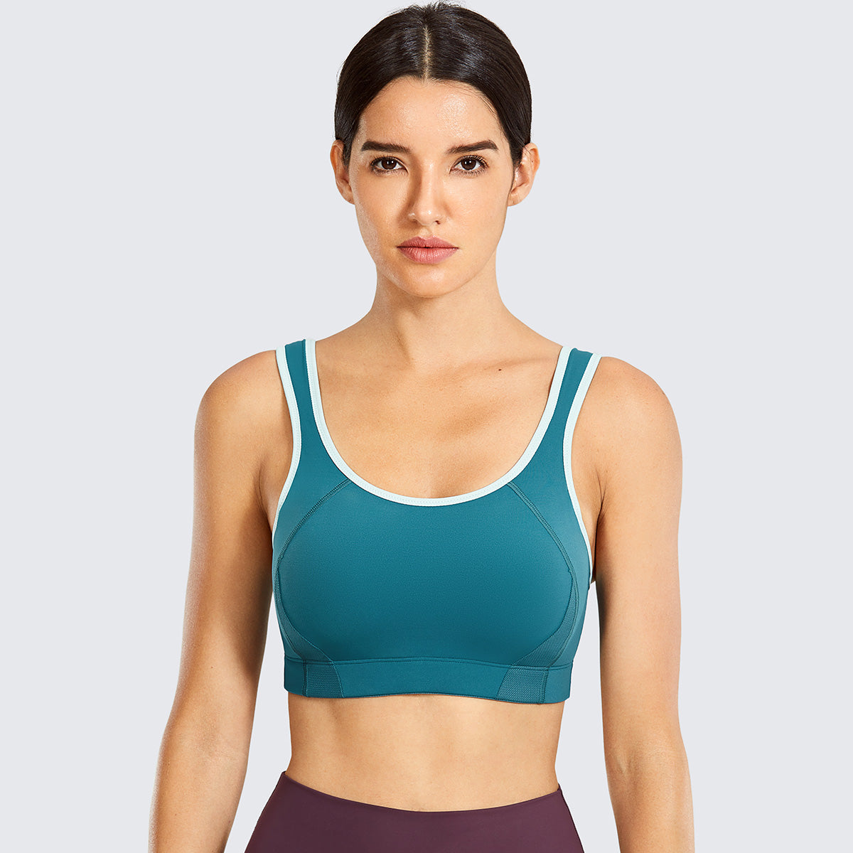 quick dry high impact padded wireless active bra all cyan 1