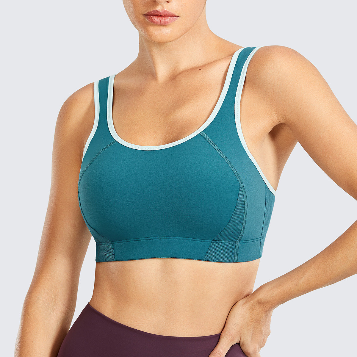 quick dry high impact padded wireless active bra all cyan 2