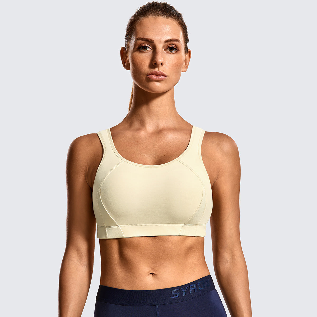 quick dry high impact padded wireless sports bra all beige 1