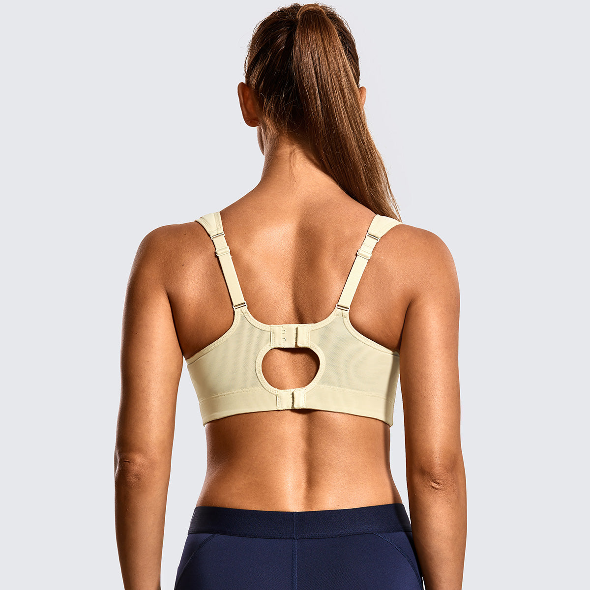 quick dry high impact padded wireless sports bra all beige 3