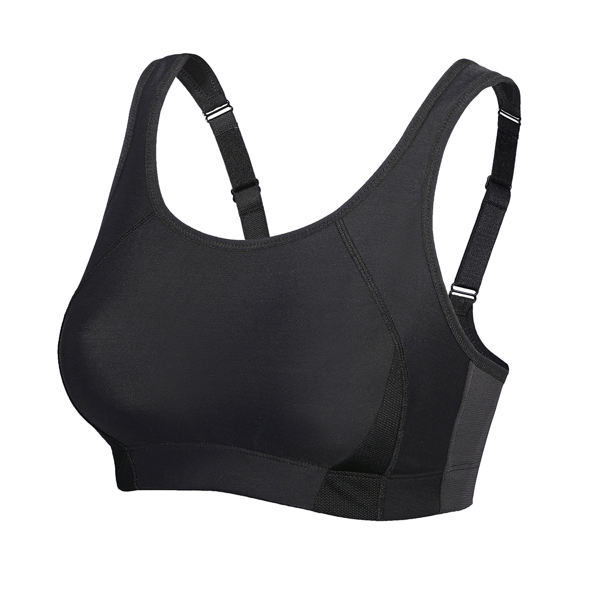 quick dry high impact padded wireless workout bra all black 4