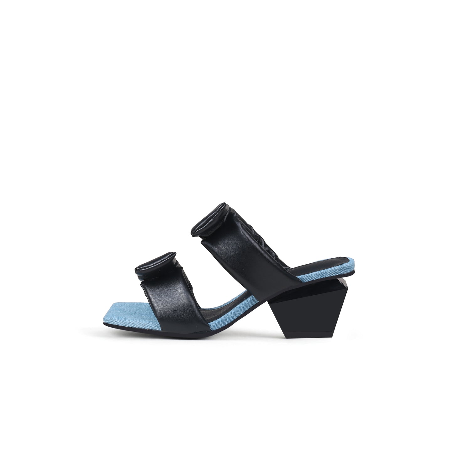 quirky padded strap mules all black 1