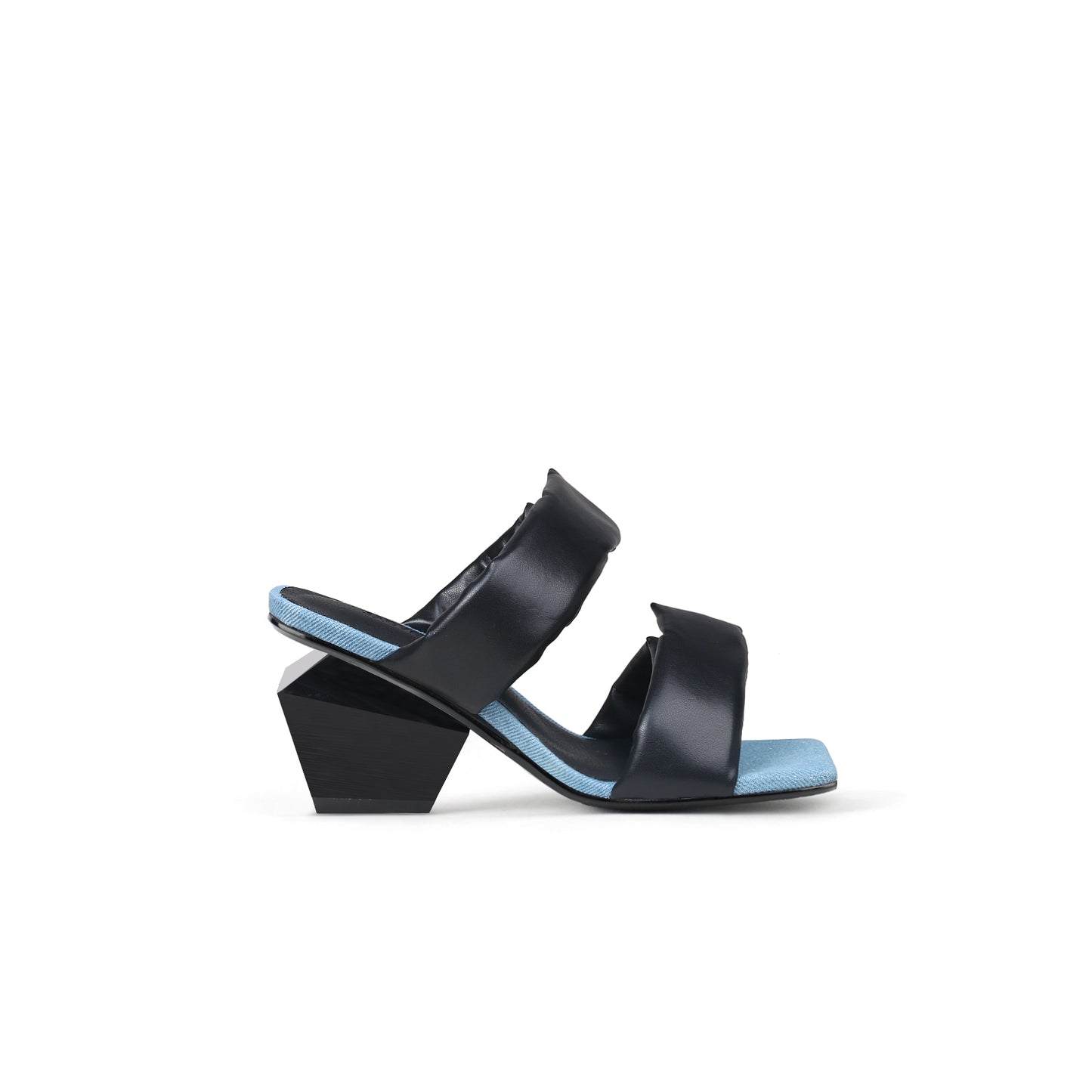 quirky padded strap mules all black 3