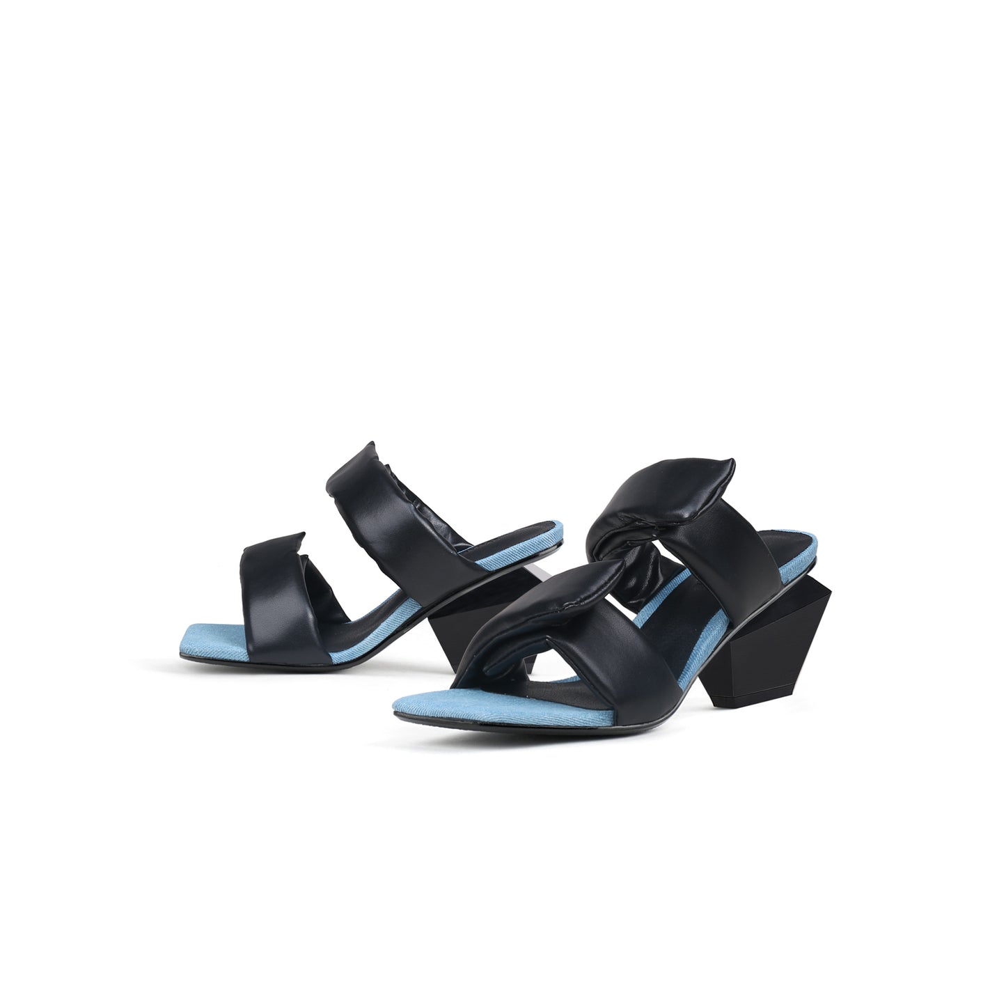 quirky padded strap mules all black 5