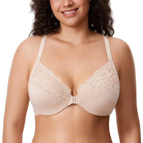 Racerback Front Closure Lace Underwire Bra