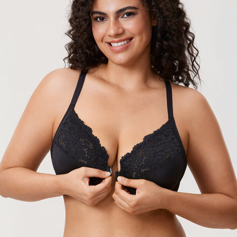 Racerback Front Closure Lace Underwire Bra
