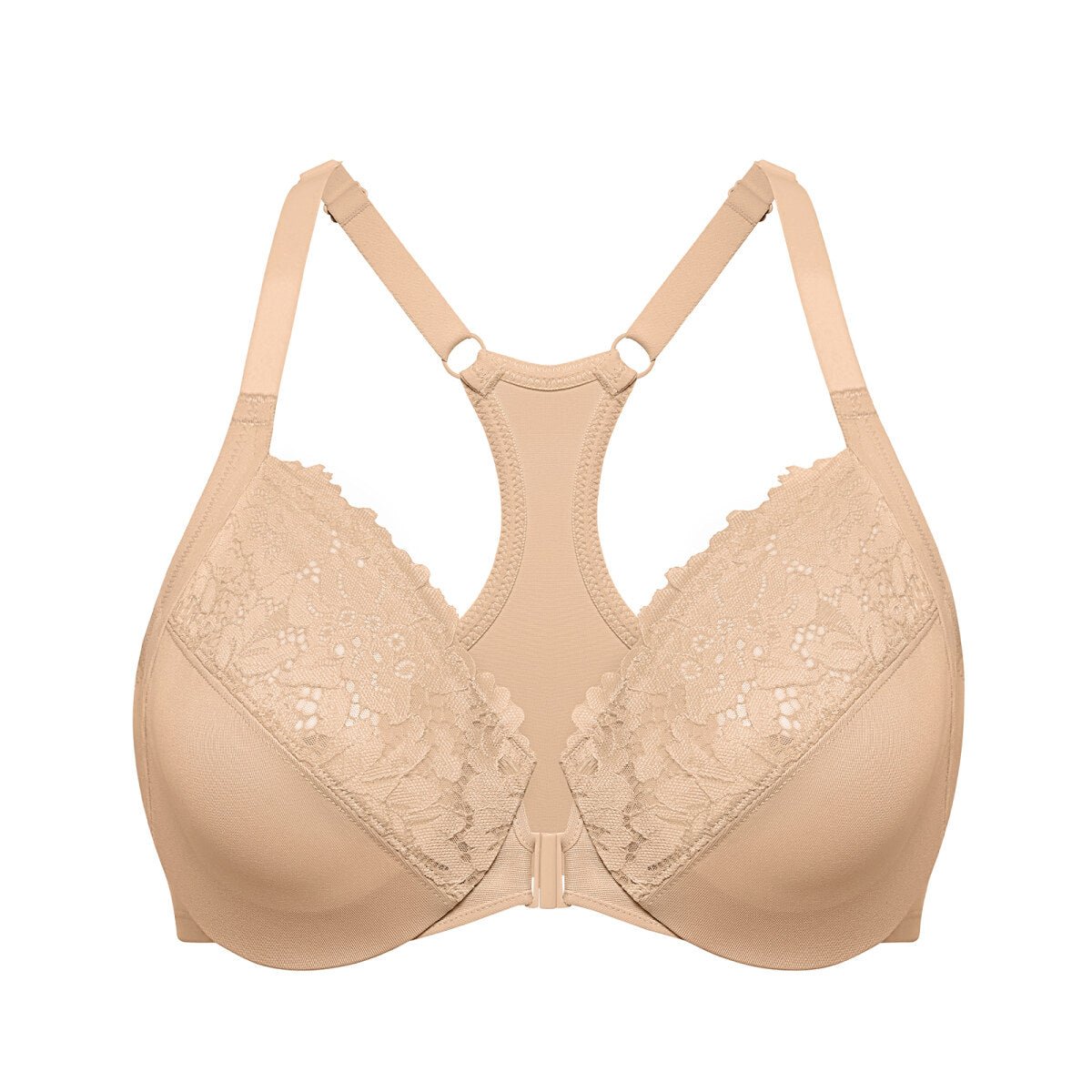 Racerback Front Closure Lace Underwire Bra