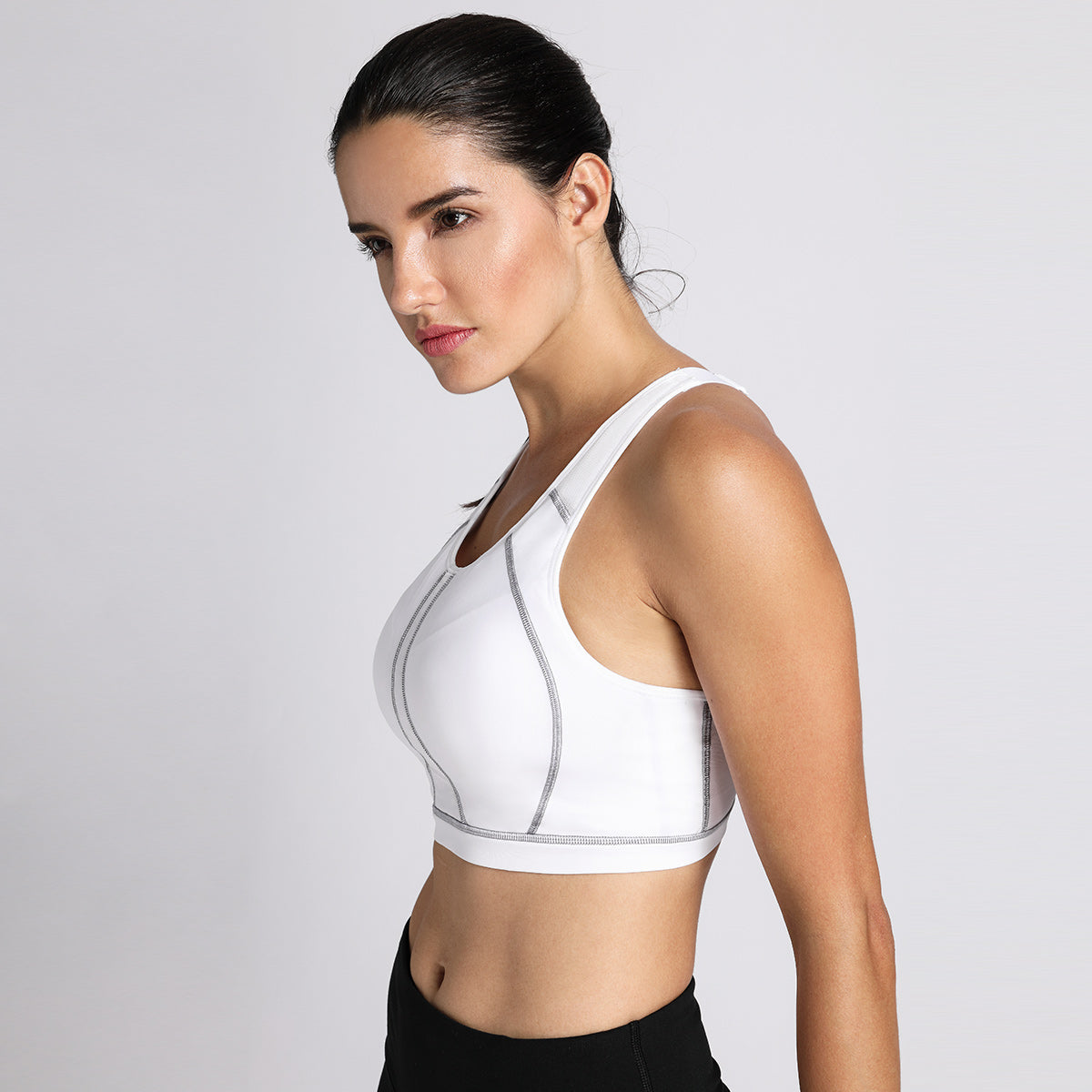 racerback wireless full coverage sports bra all white 2