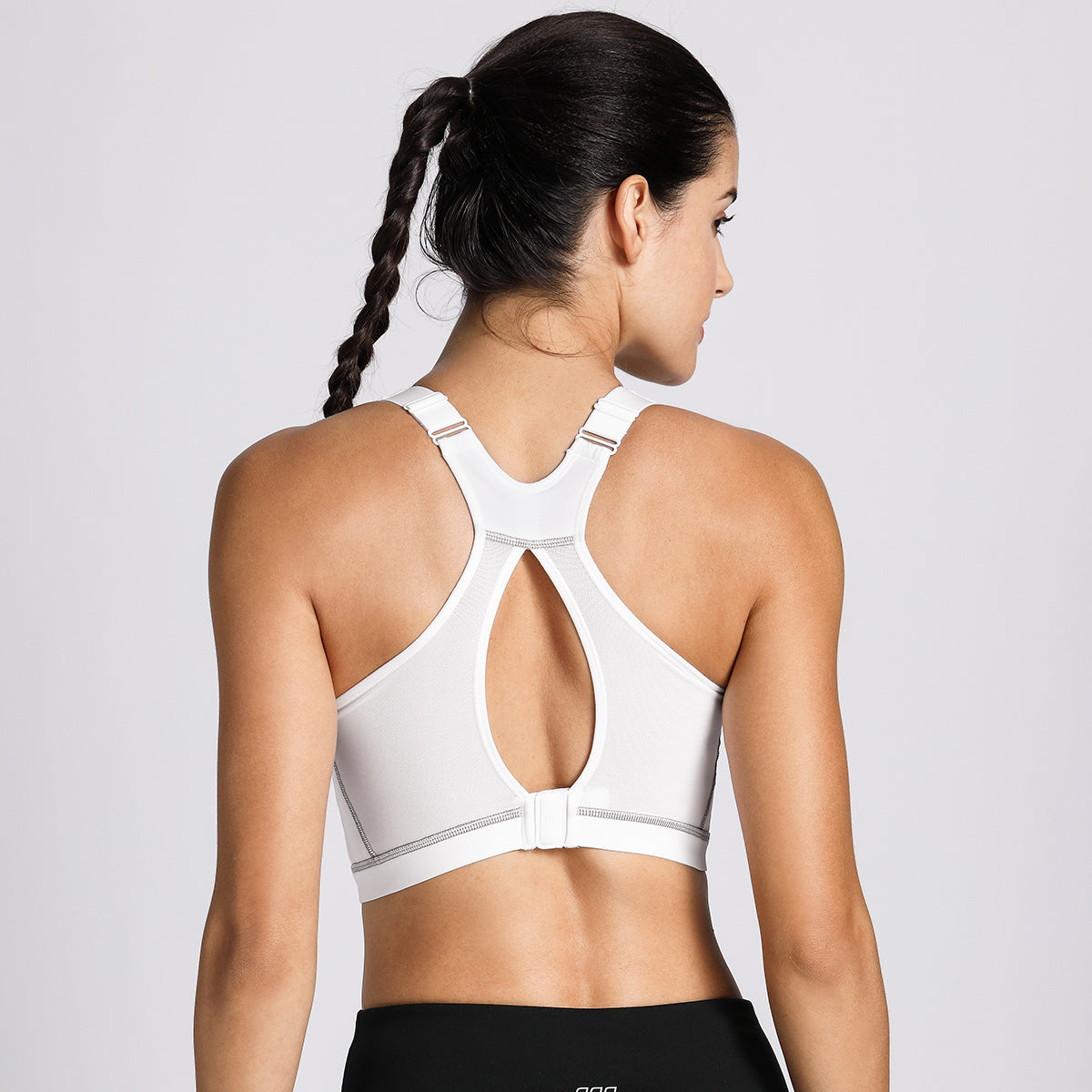 racerback wireless full coverage sports bra all white 3