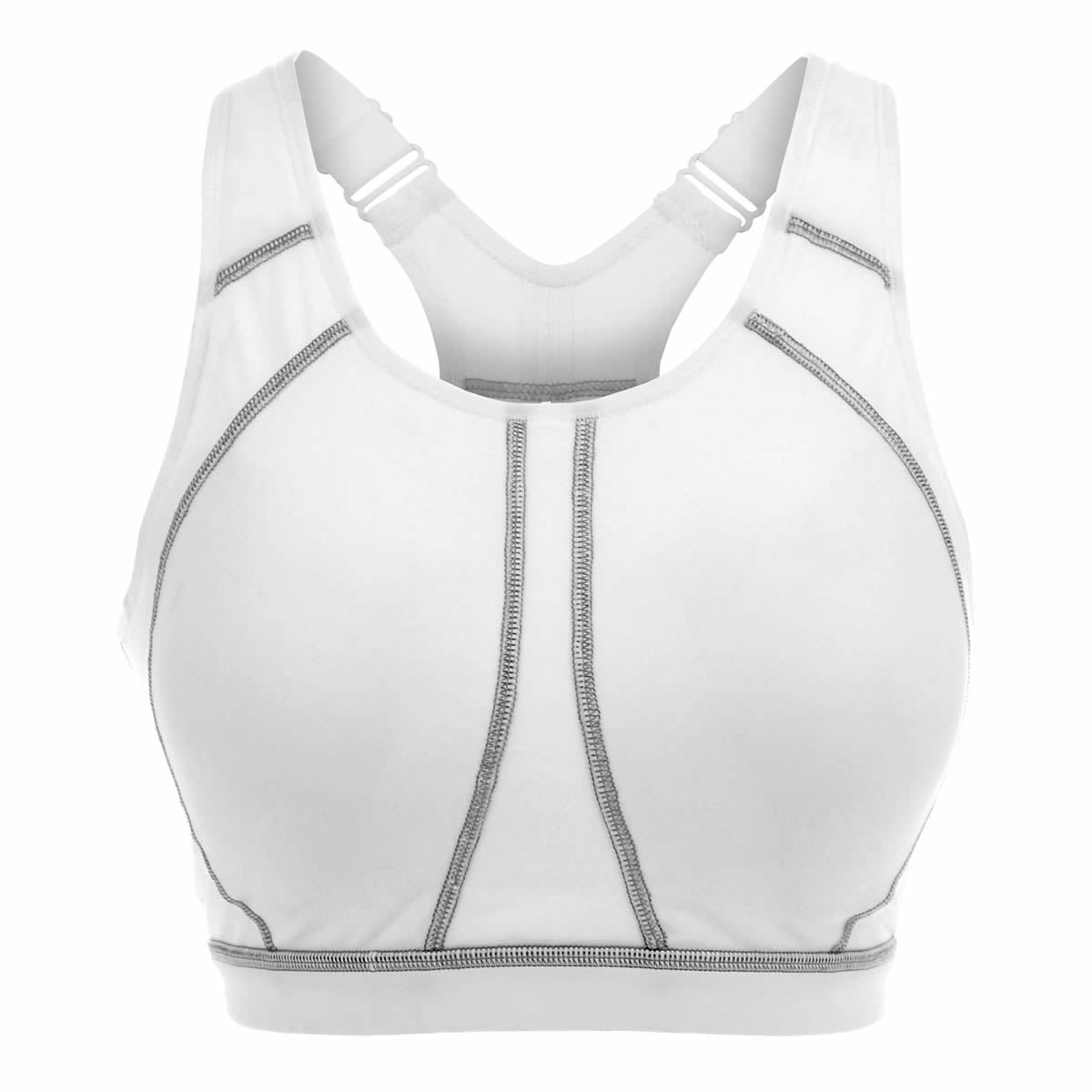 racerback wireless full coverage sports bra all white 4