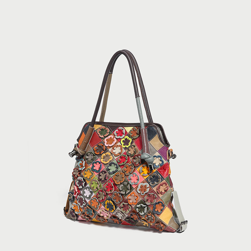 rainbow floral leather tote bag rainbow 2