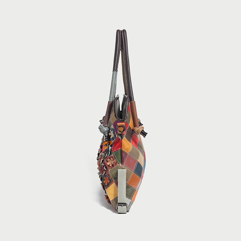 rainbow floral leather tote bag rainbow 4