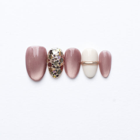 Raspberry Cat-Eye Shimmer Press-On Nails