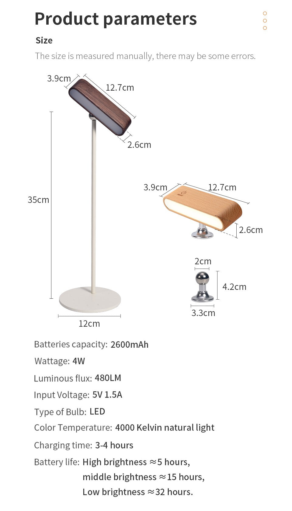 rechargeable magnetic 360 degree reading lamp all 6