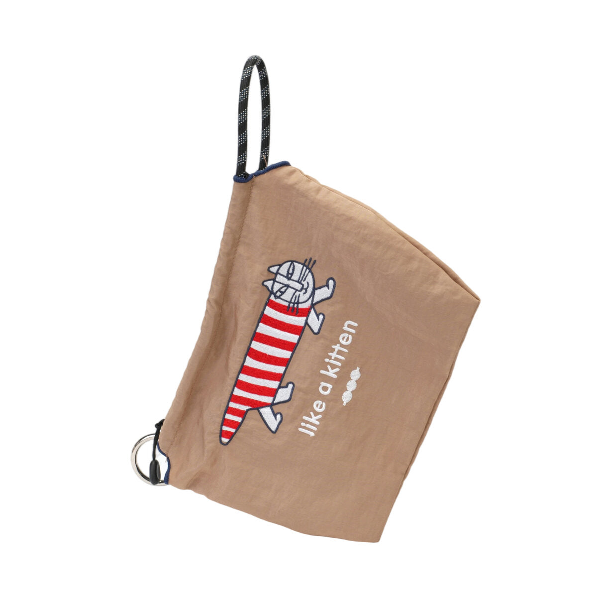 Recycled Nylon Mini Crossbody Bag with Cat Print & Braided Rope Strap – Ultra-Lightweight Casual Shoulder Bag