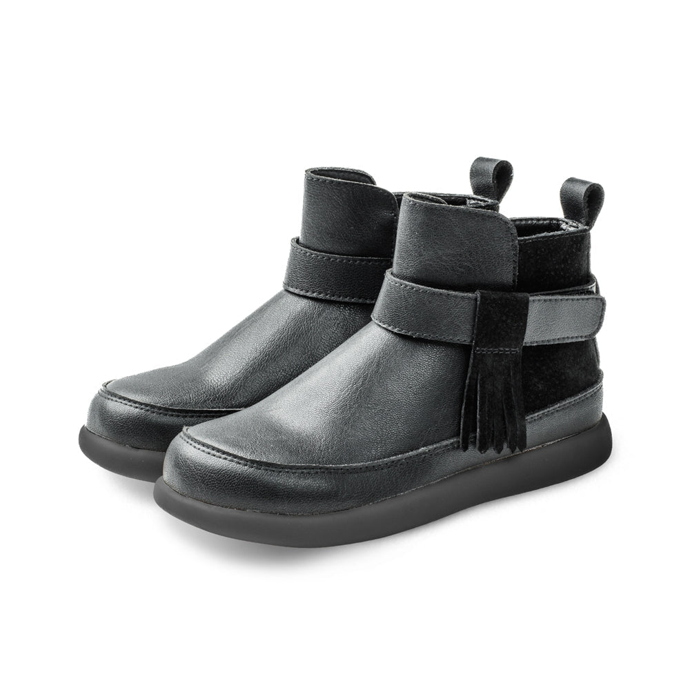 reese tassel non slip kids ankle boots all black 2