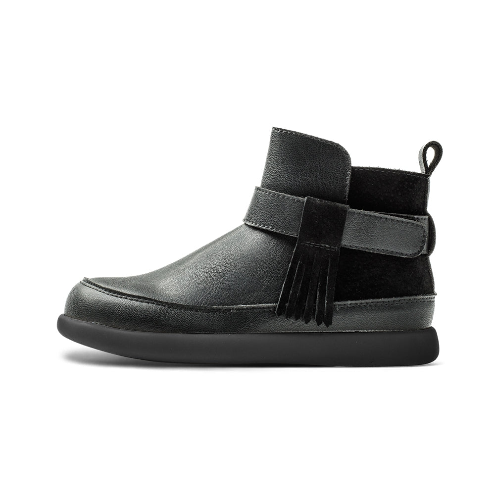 reese tassel non slip kids ankle boots all black 1